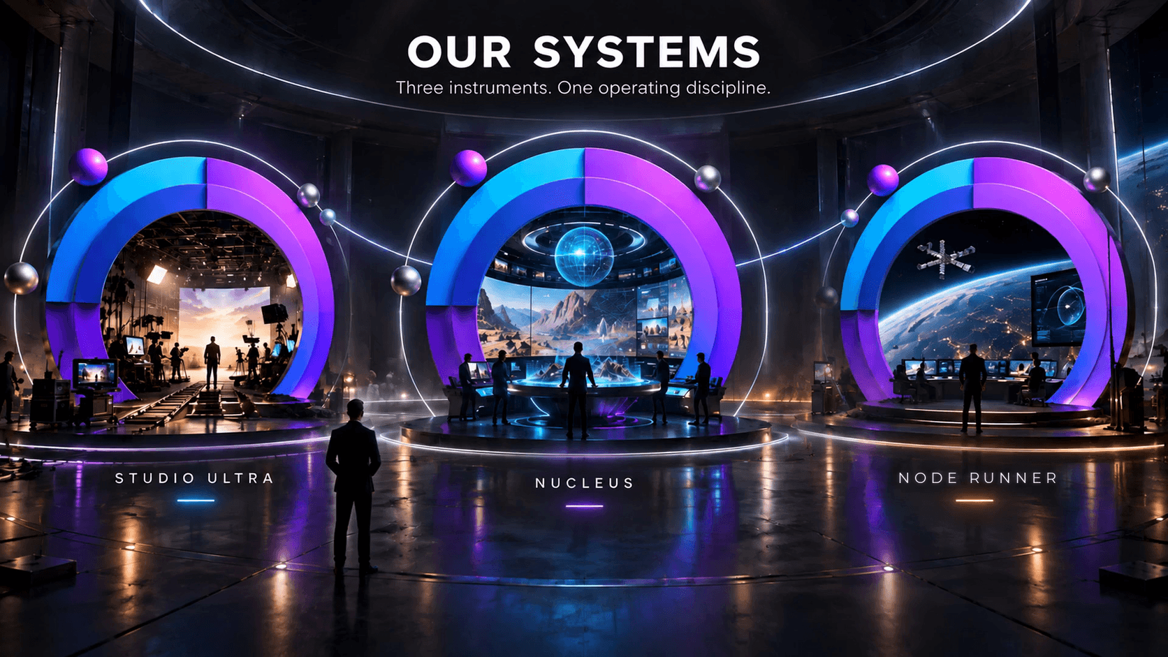 Three distinct operational environments joined by the 5th Symphony signature object